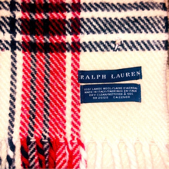 RALPH LAUREN BLUE LABEL LAMBS WOOL PLAID TARTAN SCARF - Picture 5 of 5